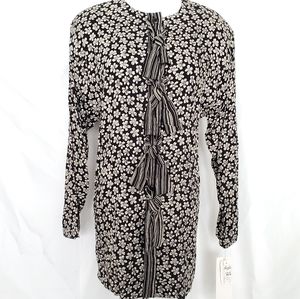 Vintage Ruth Norman Floral Button Bow Blouse Top